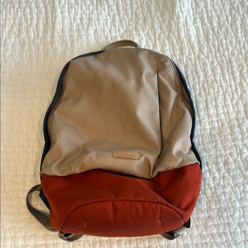 Bellroy Tan and Red Backpack Minimalist Design